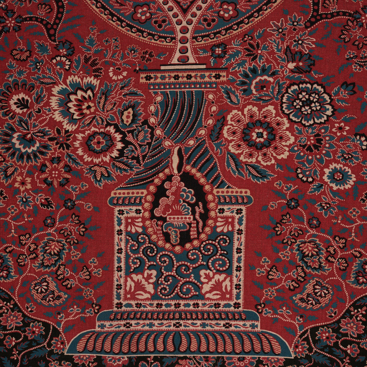 Schumacher Colmery Paisley Panel Rouge Fabric 181822