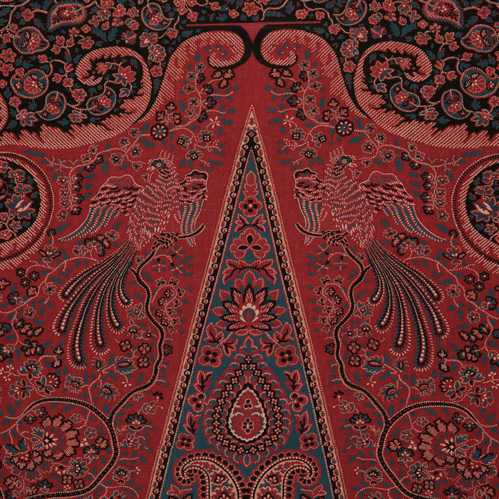 Schumacher Colmery Paisley Panel Rouge Fabric Sample 181822