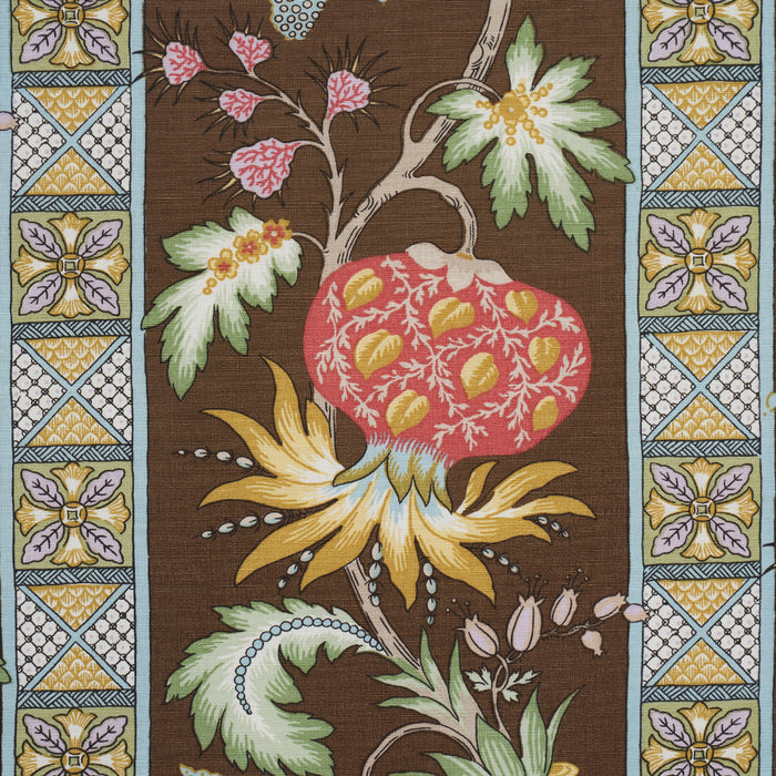 Schumacher Bailey Botanical Chocolate Fabric Sample 181862