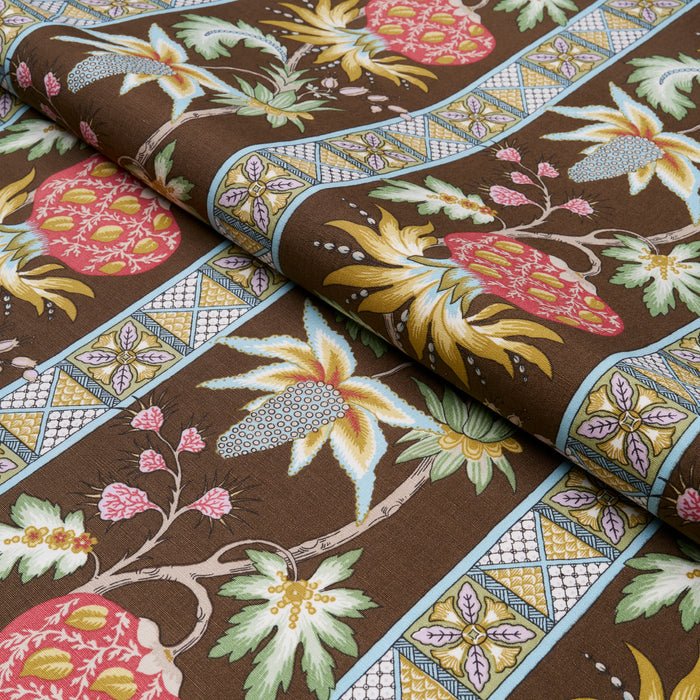 Schumacher Bailey Botanical Chocolate Fabric Sample 181862