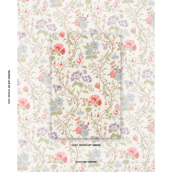 Schumacher Giselle Floral Ivory Fabric Sample 181900