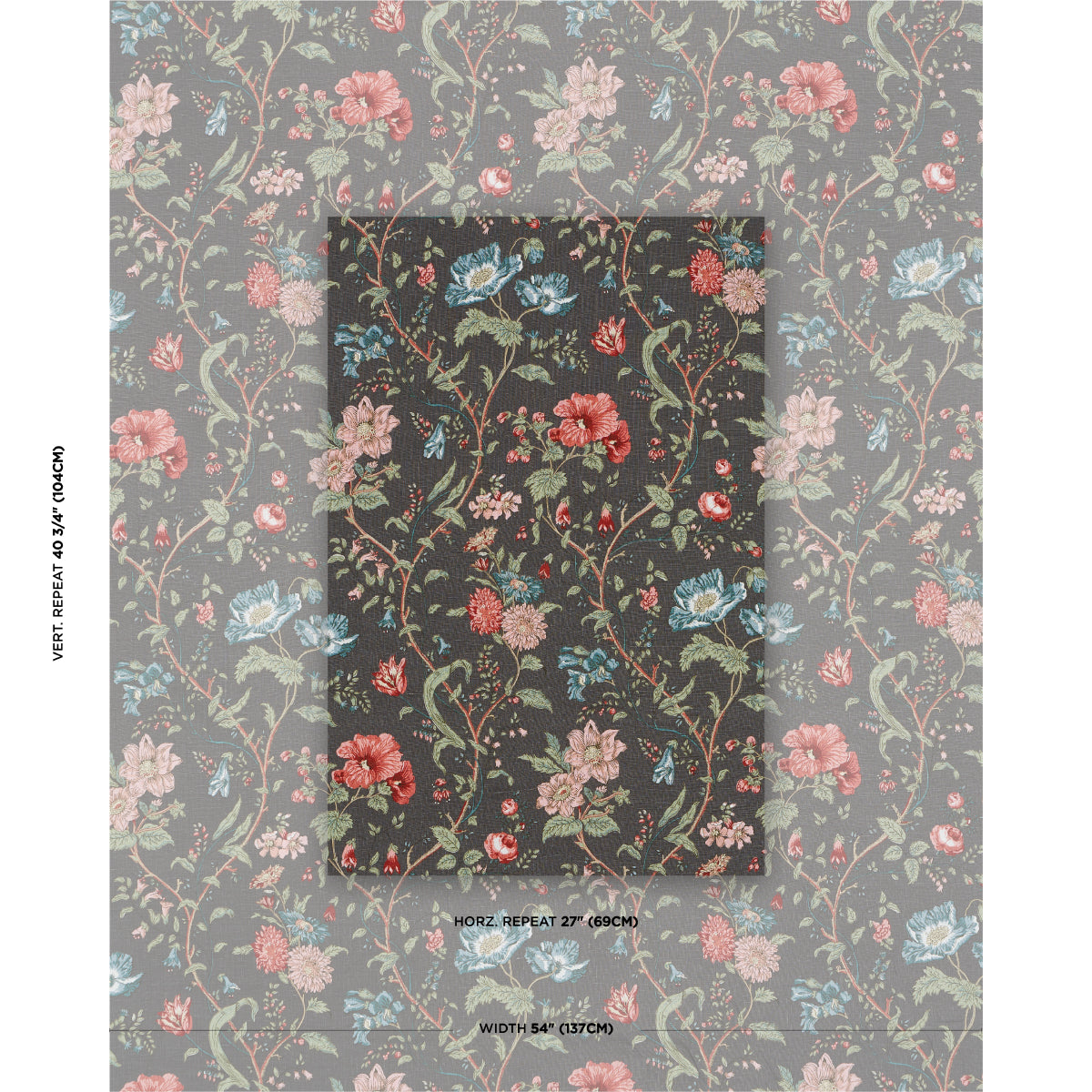 Schumacher Giselle Floral Noir Fabric 181902