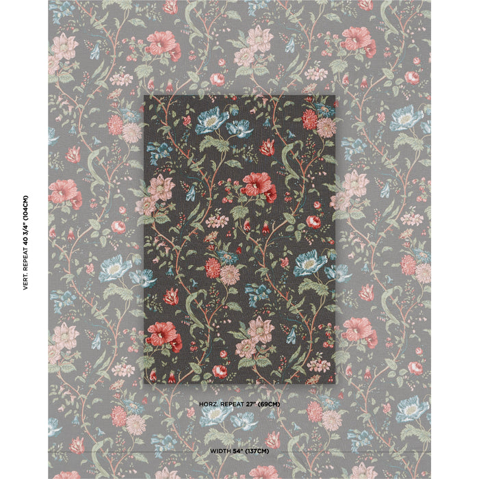 Schumacher Giselle Floral Noir Fabric Sample 181902