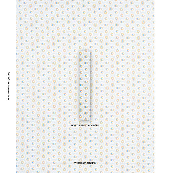 Schumacher Lucie Yellow & Sky Fabric 181941