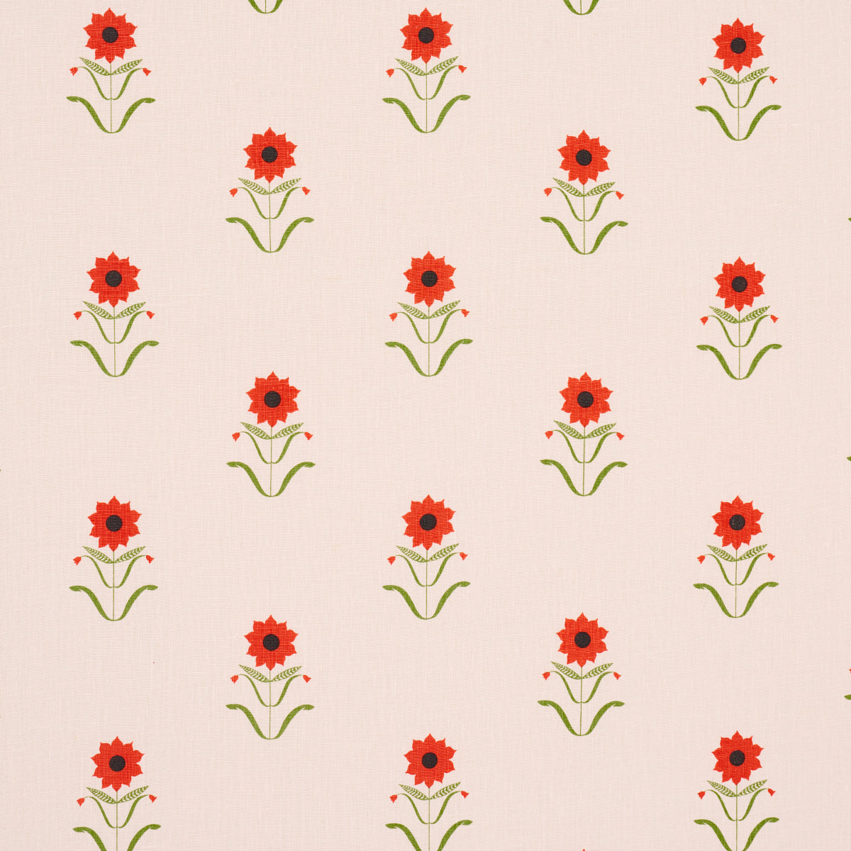 Schumacher Forget Me Nots Red On Pink Fabric 181980