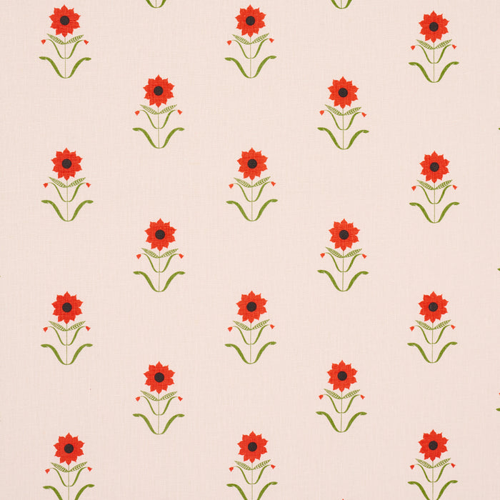 Schumacher Forget Me Nots Red On Pink Fabric 181980