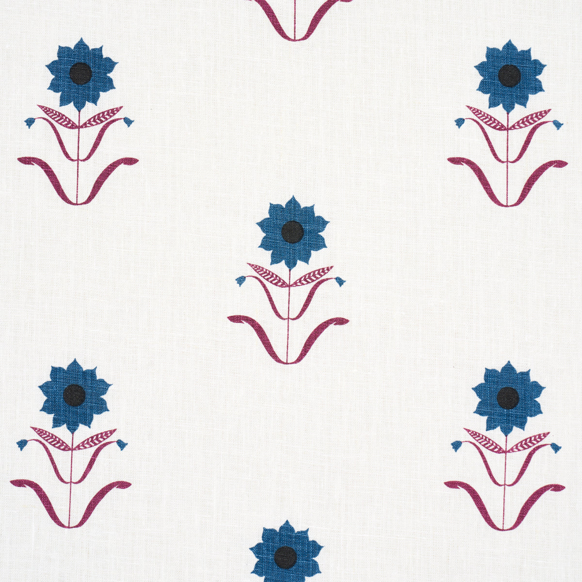 Schumacher Forget Me Nots Blue & Plum Fabric 181982