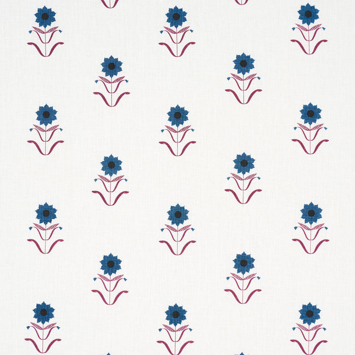 Schumacher Forget Me Nots Blue & Plum Fabric 181982