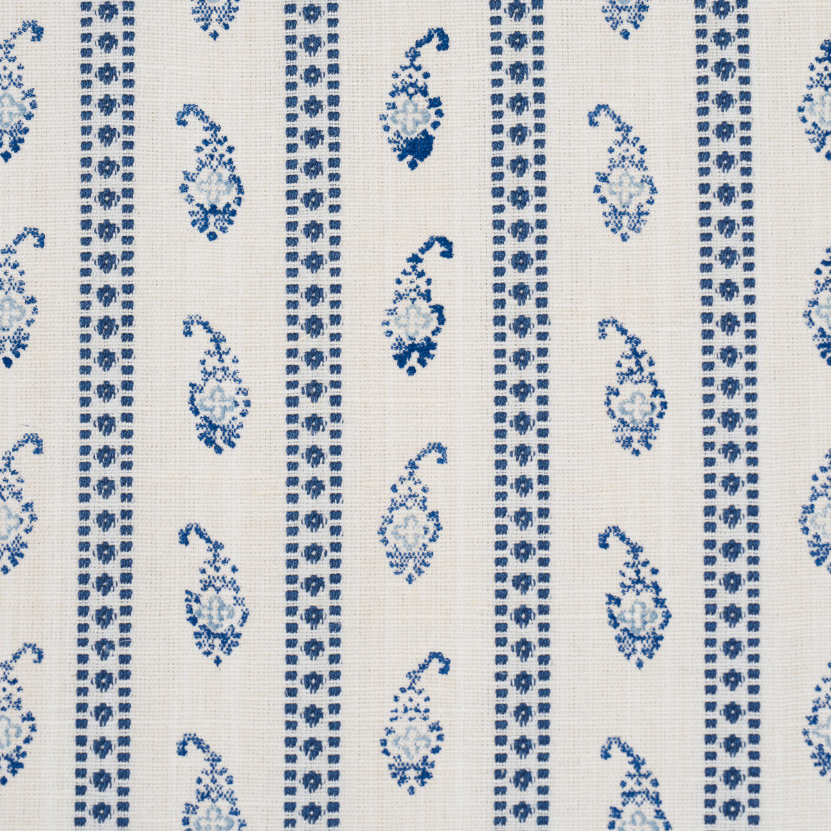 Schumacher Eddie Woven Hand Block Print Blue Fabric 182020