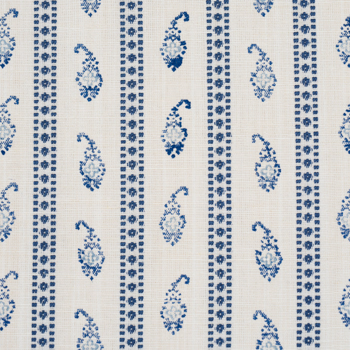 Schumacher Eddie Woven Hand Block Print Blue Fabric Sample 182020