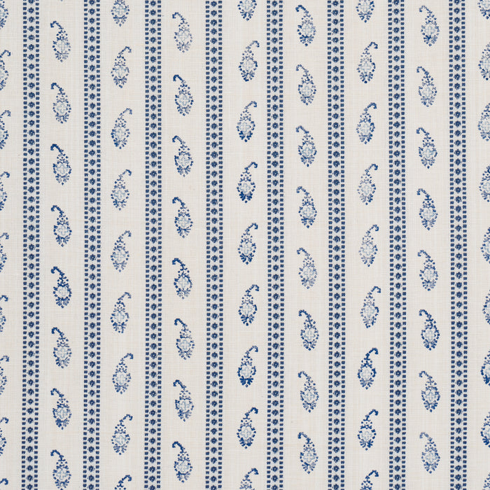 Schumacher Eddie Woven Hand Block Print Blue Fabric Sample 182020