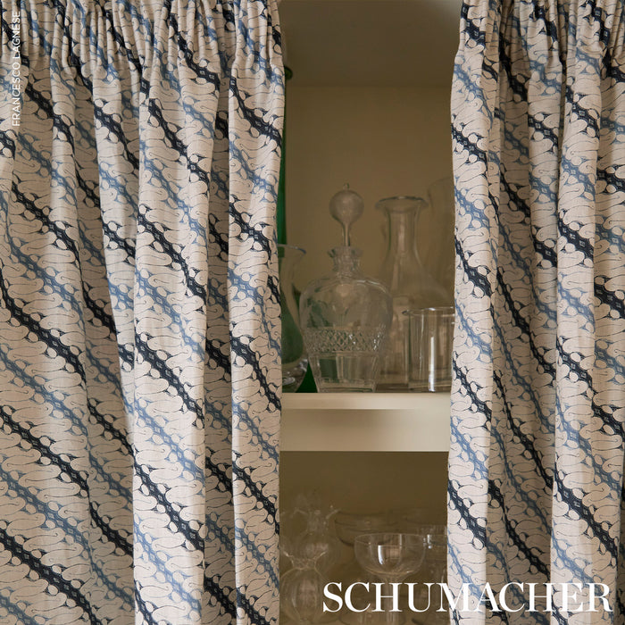 Schumacher Ronnie Blue Fabric 182051