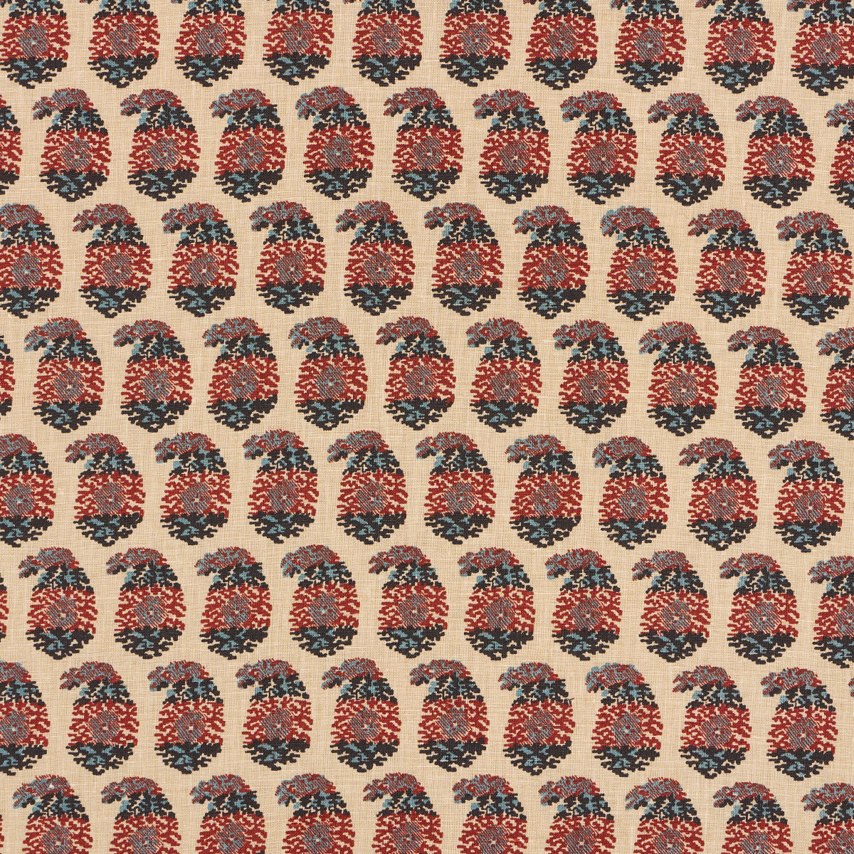 Schumacher Terry Red & Navy Fabric 182061