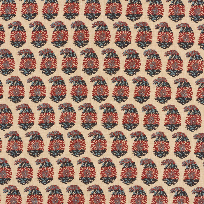 Schumacher Terry Red & Navy Fabric 182061