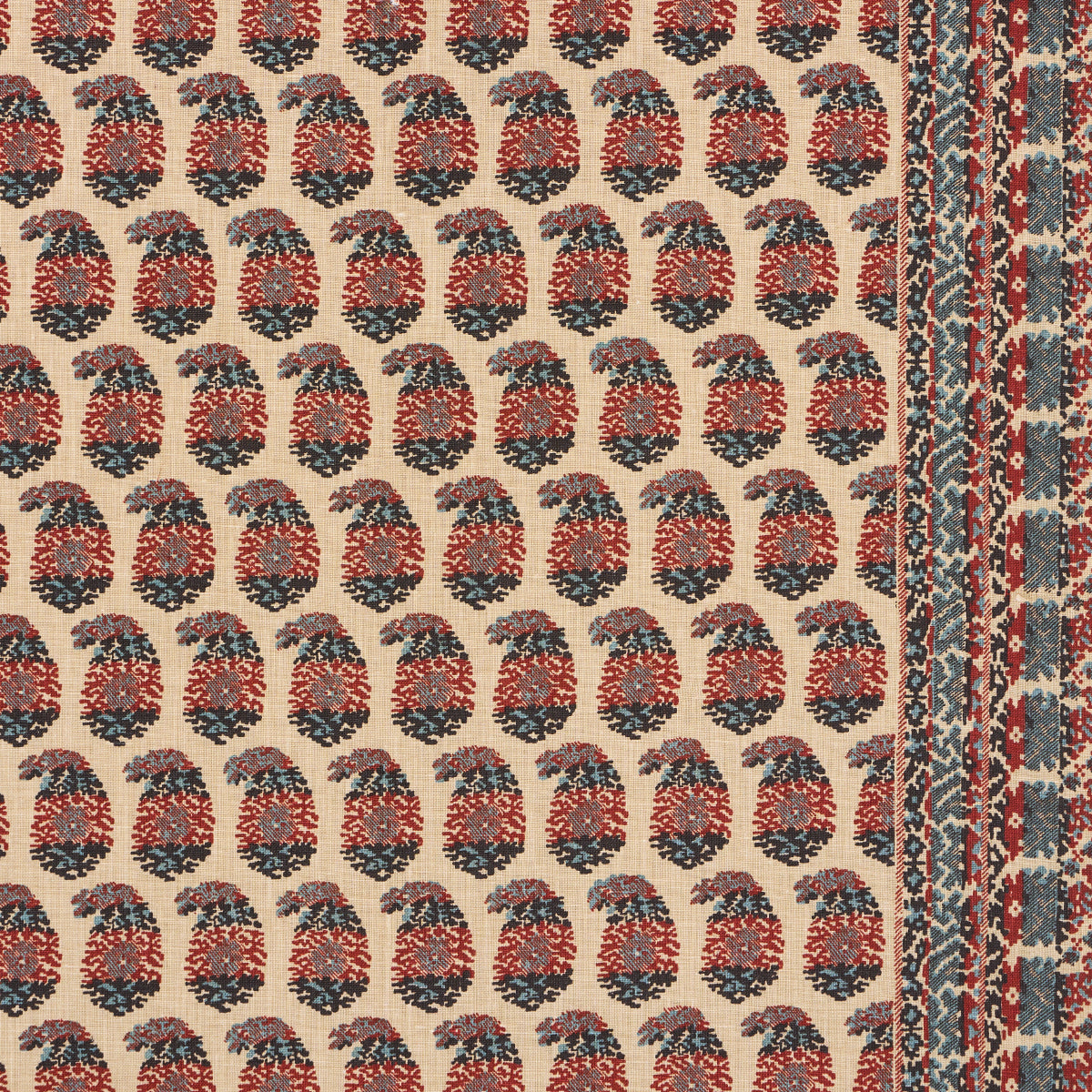 Schumacher Terry Red & Navy Fabric 182061