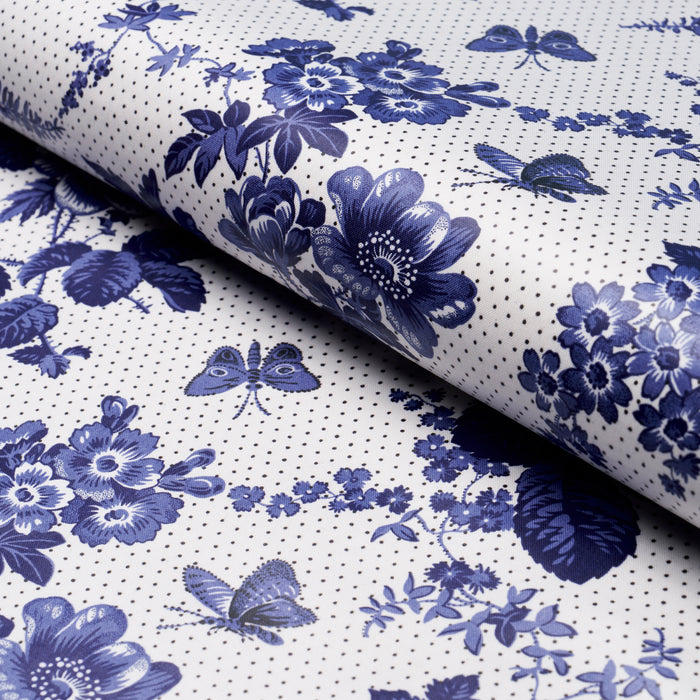 Schumacher Sibyl Chintz Blue Fabric 182082