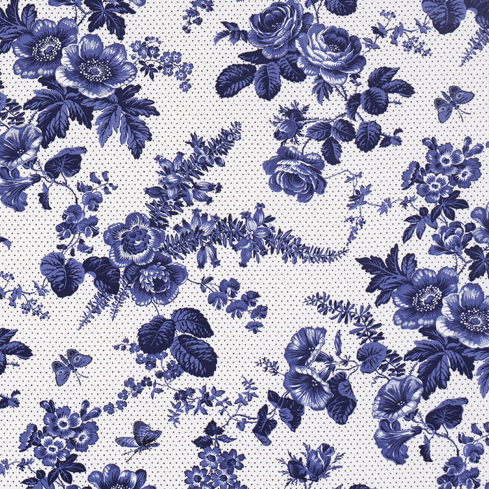 Schumacher Sibyl Chintz Blue Fabric 182082