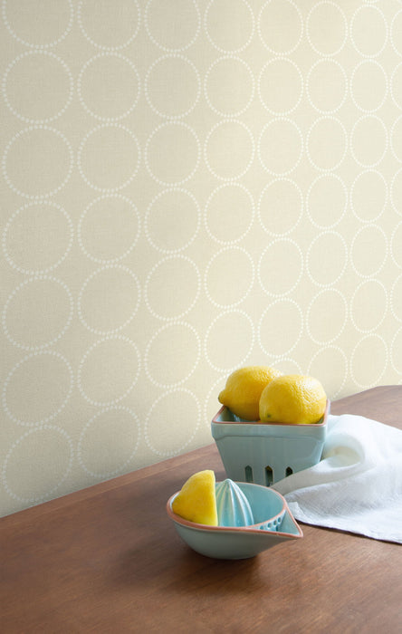 Seabrook Designs Small Circles Ivory Wallpaper Sample 1820910