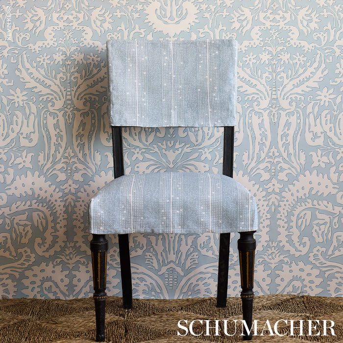 Schumacher Stella Stripe Blue Fabric 182112