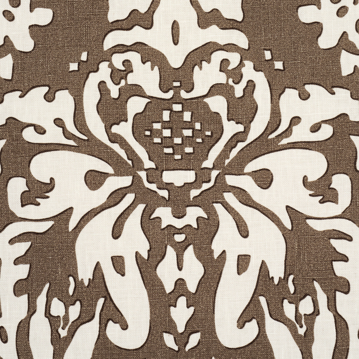 Schumacher Suffolk Damask Brown Fabric 182120