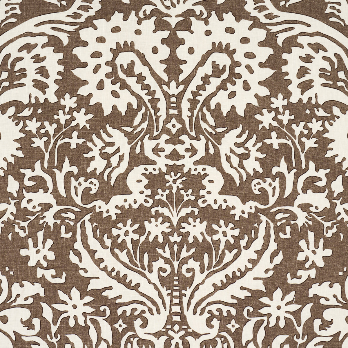 Schumacher Suffolk Damask Brown Fabric Sample 182120