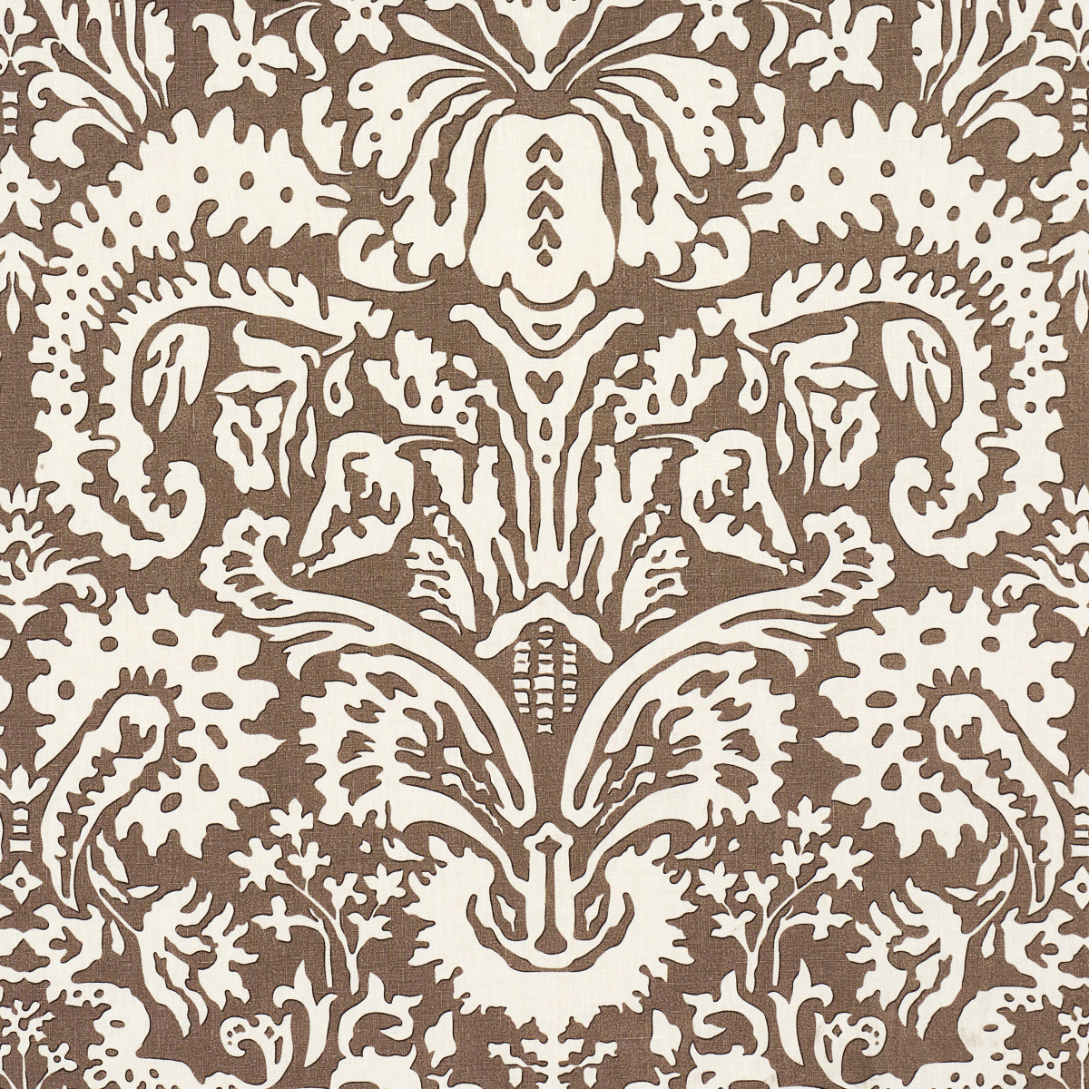 Schumacher Suffolk Damask Brown Fabric 182120