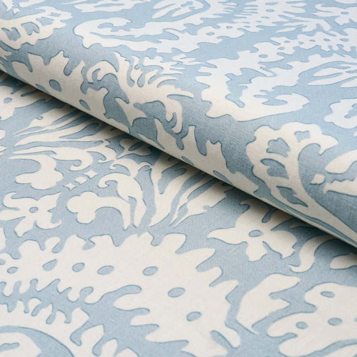 Schumacher Suffolk Damask Blue Fabric Sample 182121