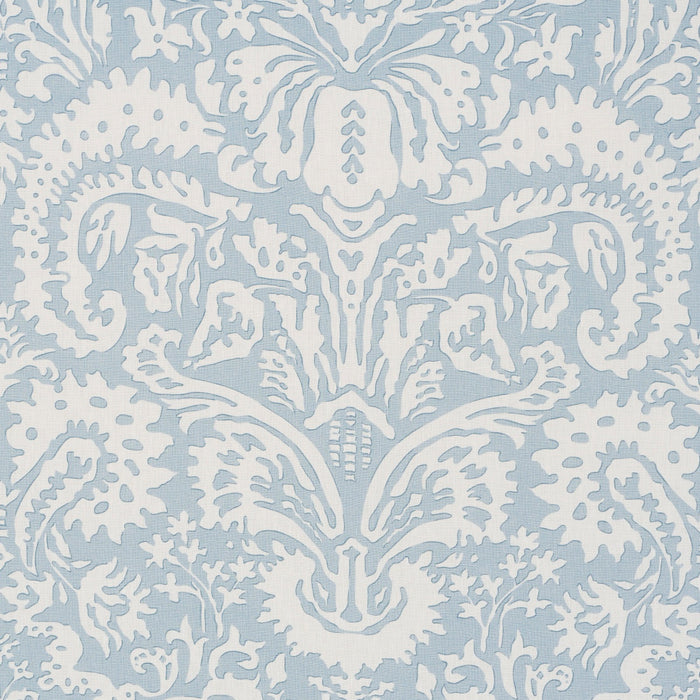 Schumacher Suffolk Damask Blue Fabric Sample 182121