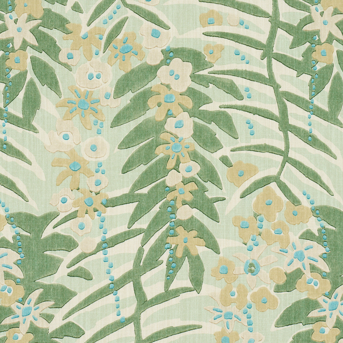 Schumacher Ashbee Botanical Aqua Fabric 182152