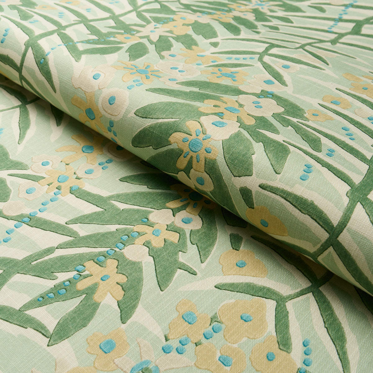 Schumacher Ashbee Botanical Aqua Fabric 182152