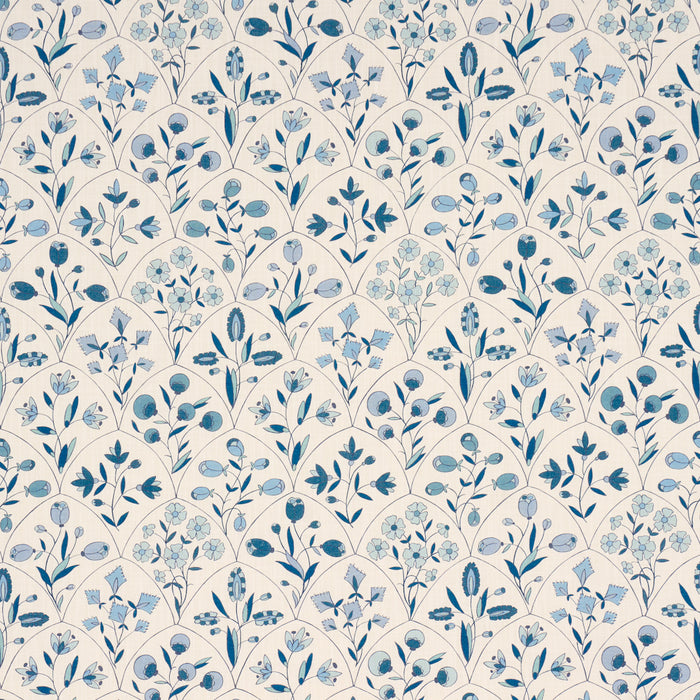 Schumacher Frances Floral Indoor/Outdoor Blues Fabric Sample 182160