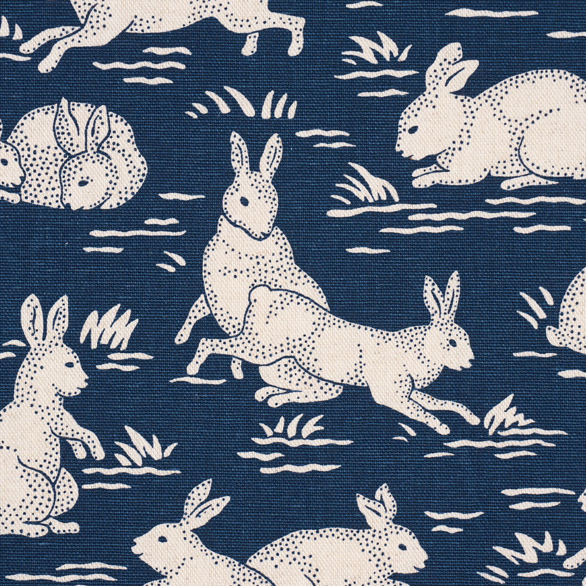 Schumacher Cottontails Indigo Fabric 182242