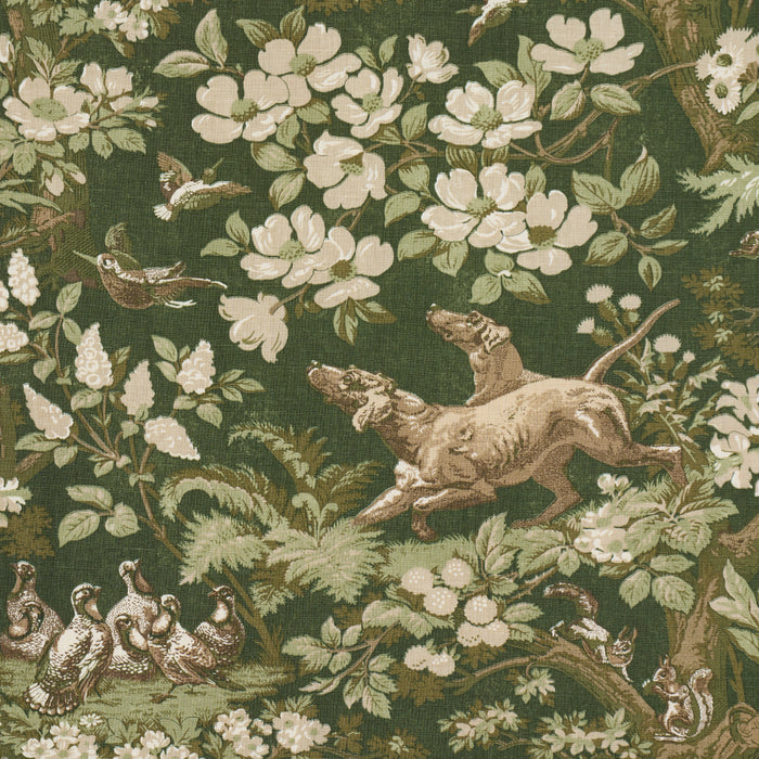 Schumacher Hound Meadow Forest Fabric Sample 182261