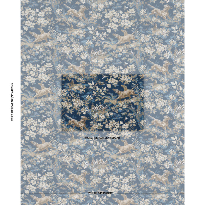 Schumacher Hound Meadow Indigo Fabric Sample 182262