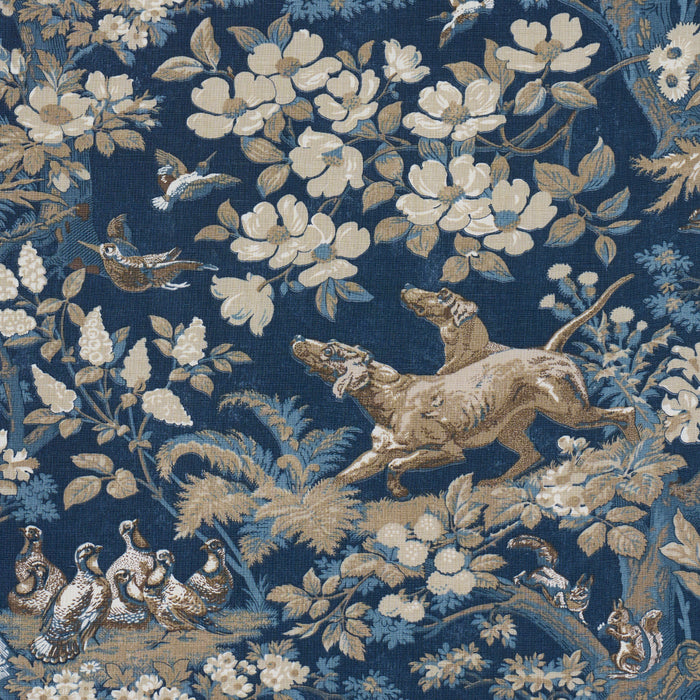 Schumacher Hound Meadow Indigo Fabric 182262