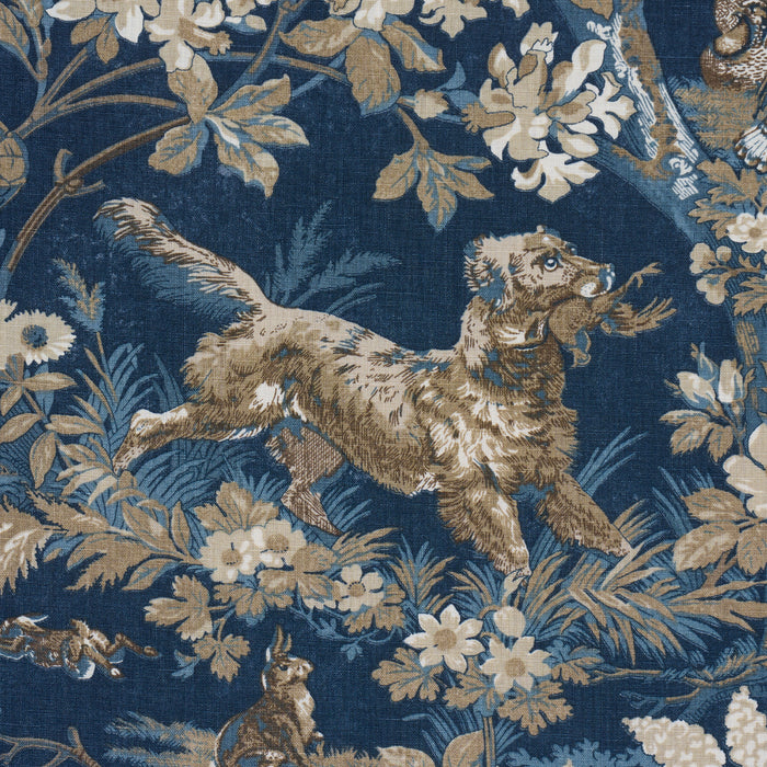 Schumacher Hound Meadow Indigo Fabric 182262