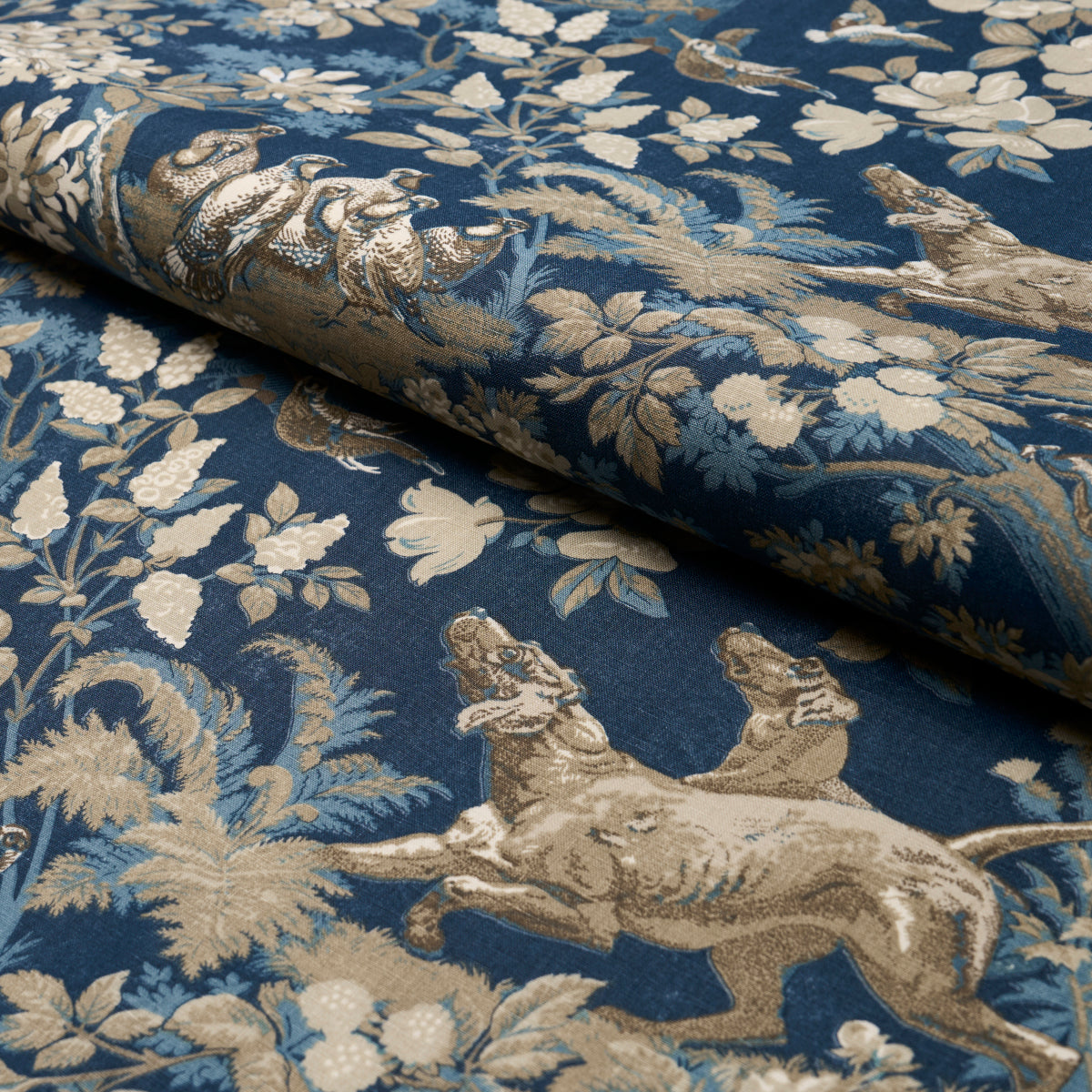 Schumacher Hound Meadow Indigo Fabric 182262