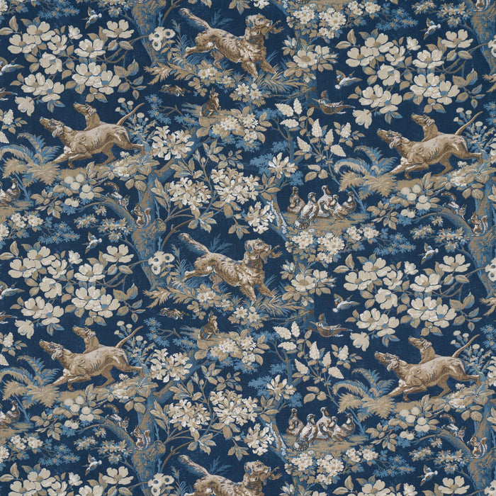 Schumacher Hound Meadow Indigo Fabric 182262