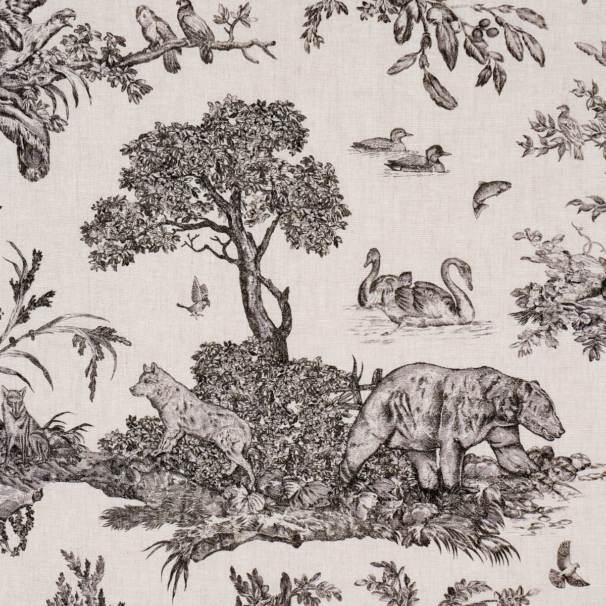 Schumacher Western Toile Carbon Fabric 182270