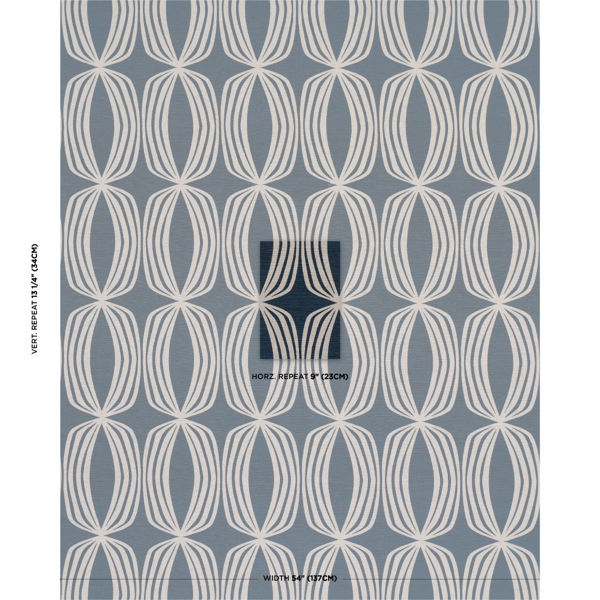 Schumacher Fontana Hand Print Indigo Fabric 182322