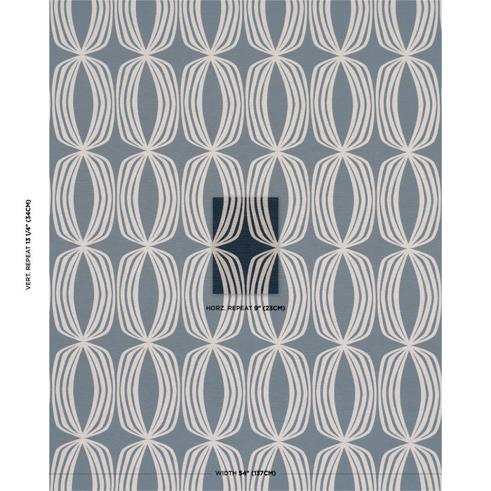 Schumacher Fontana Hand Print Indigo Fabric 182322