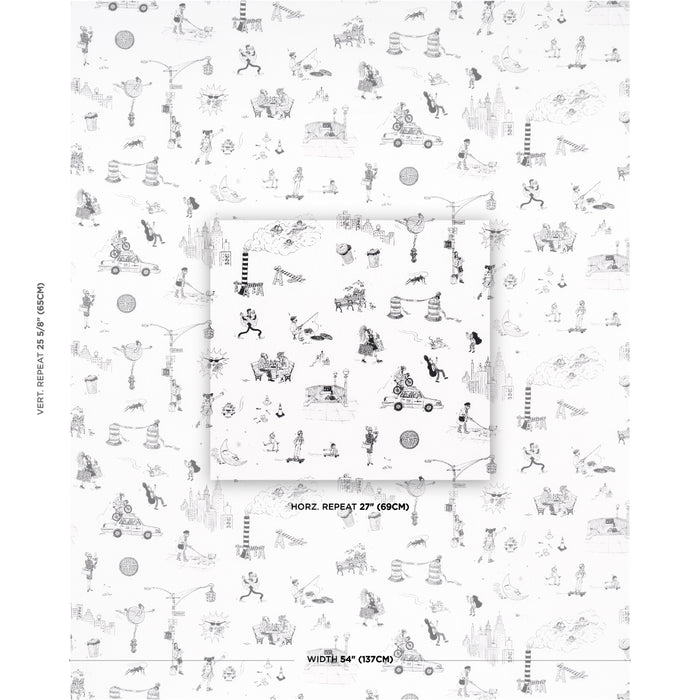 Schumacher The New Yorker Black & White Fabric Sample 182331