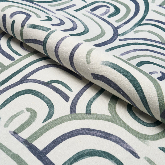 Schumacher New Beat Blue & Green Fabric 182361