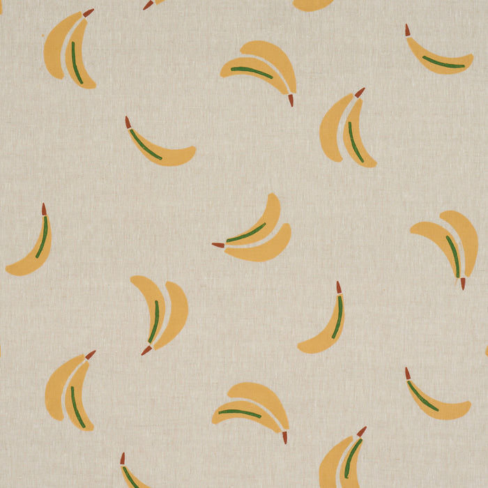 Schumacher Banana Stand Hand Block Print Ochre And Green On Natural Fabric Sample 182370