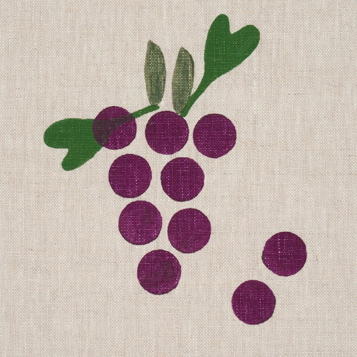 Schumacher Grapes Hand Block Print Purple On Natural Fabric 182420