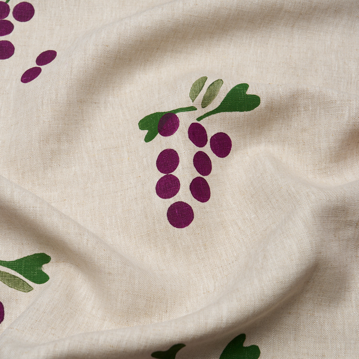 Schumacher Grapes Hand Block Print Purple On Natural Fabric Sample 182420