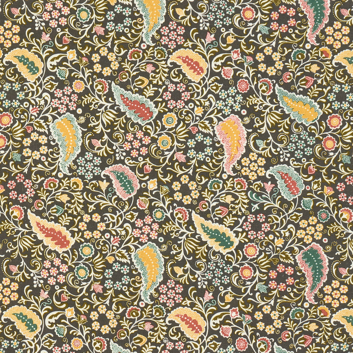 Schumacher Peggy Paisley Graphite Fabric 182430