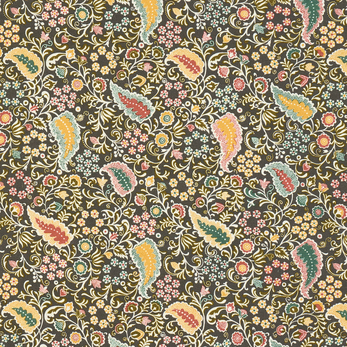 Schumacher Peggy Paisley Graphite Fabric Sample 182430