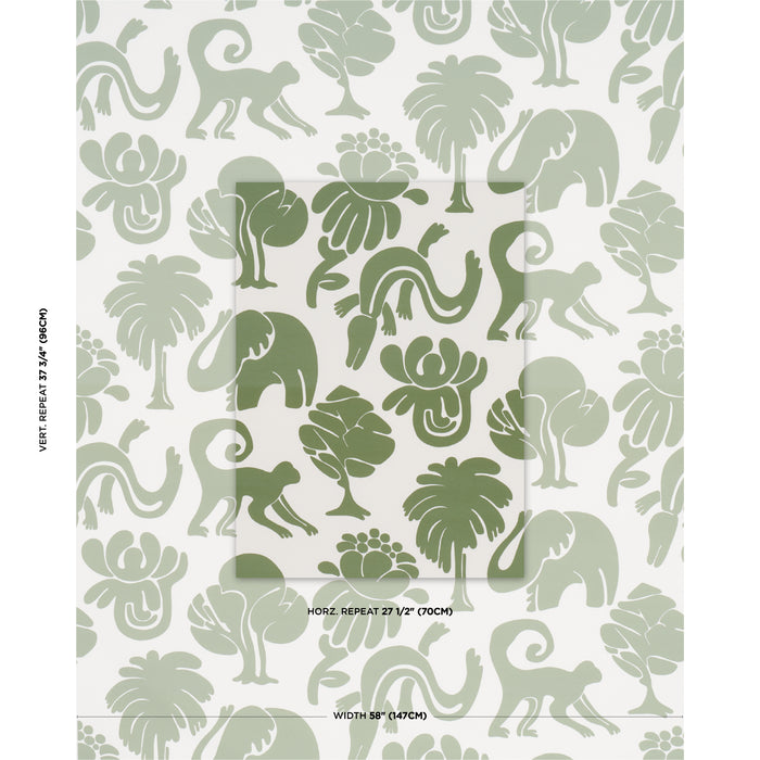 Schumacher Call Of The Jungle Forest Green Fabric Sample 182490