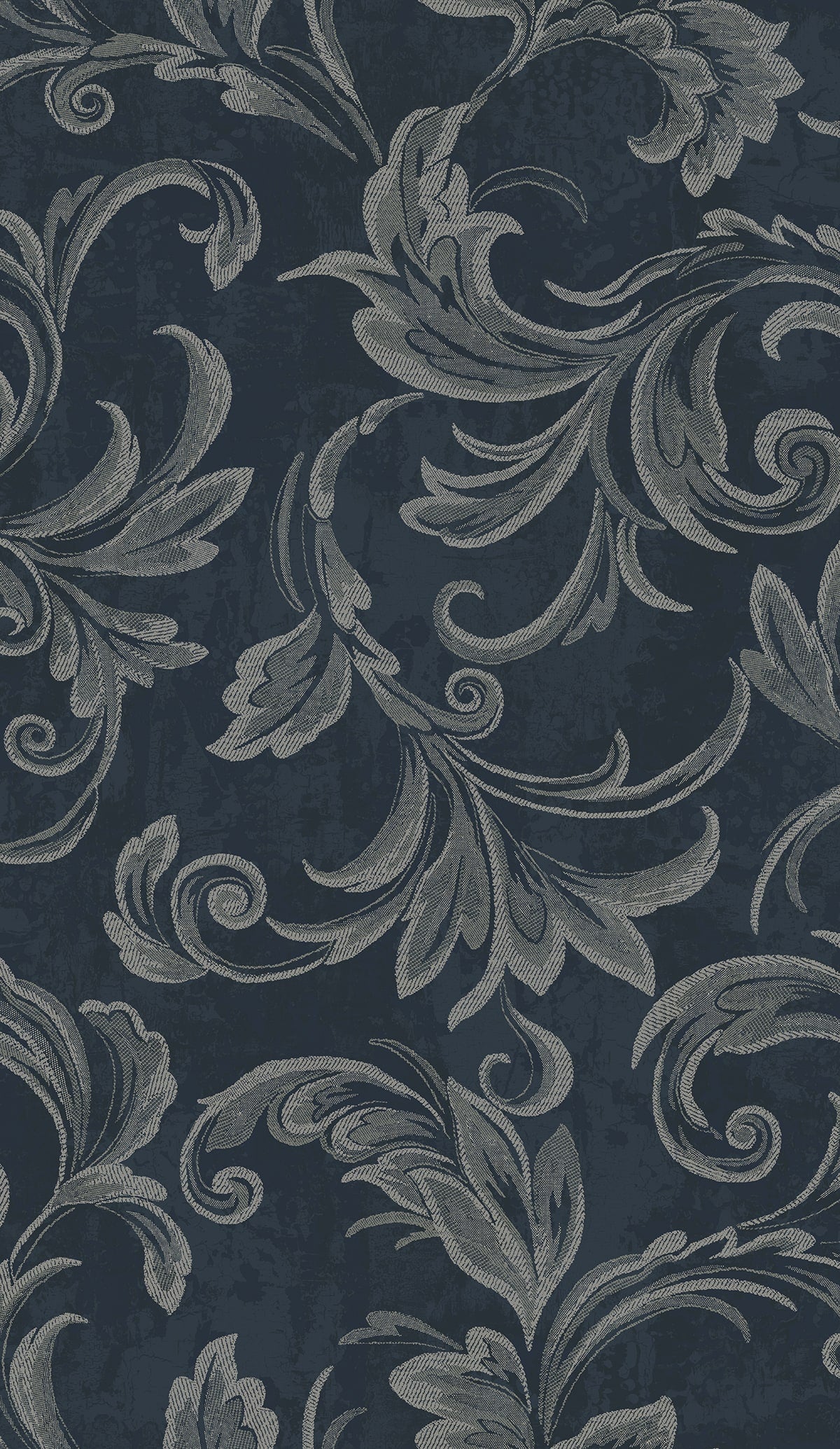 Seabrook Designs Scroll Navy, Silver, And Gray Wallpaper 2010102